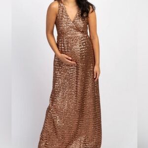 Pink Blush -Rose Gold Sequin Maternity Dress Size Large -Photoshoot, Wedding